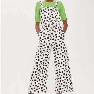 Topshop cow print overalls